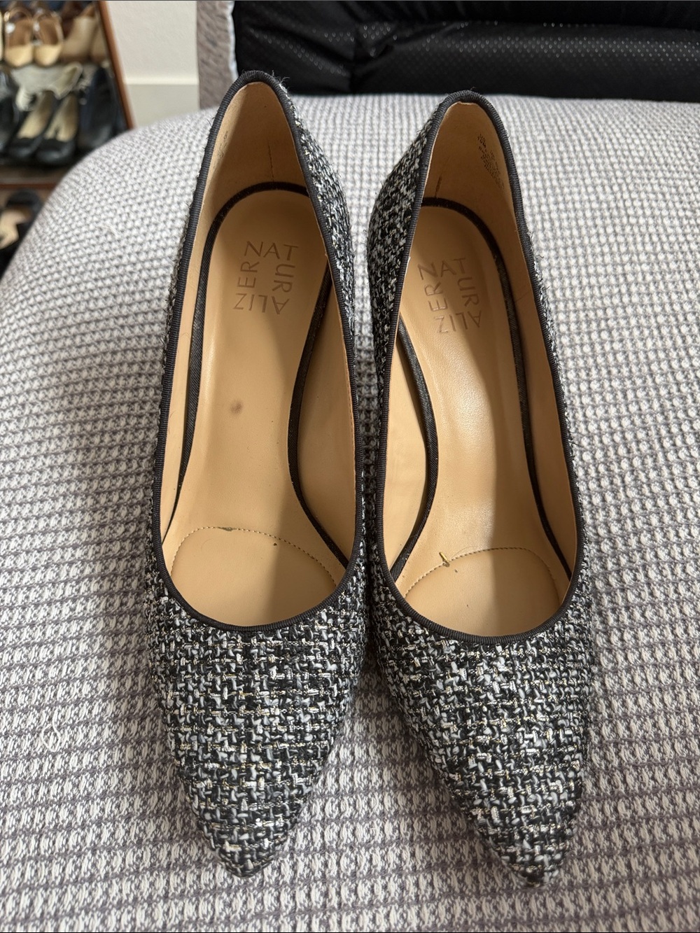 Naturalizer Black & White Tweed Pointed Pumps